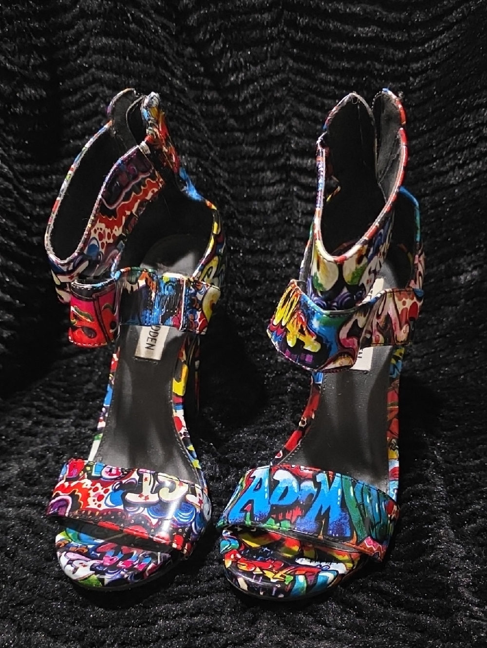 Steve Madden Multicolor Graffiti Print High Heel Sandals